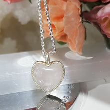 Load image into Gallery viewer, From the Earth Designs - Organically handcrafted Rose Quartz Silver electroformed heart pendant 20mm (chain not included) P16
