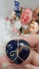 Load image into Gallery viewer, SELF ESTEEM / SELF TRUST / REJUVENATES - Sodalite Crystal Heart Silver Energy Enhancer / Hanger / Sun Catcher 180mm EE35
