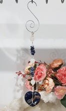 Load image into Gallery viewer, SELF ESTEEM / SELF TRUST / REJUVENATES - Sodalite Crystal Heart Silver Energy Enhancer / Hanger / Sun Catcher 180mm EE35
