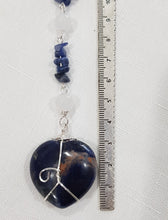 Load image into Gallery viewer, SELF ESTEEM / SELF TRUST / REJUVENATES - Sodalite Crystal Heart Silver Energy Enhancer / Hanger / Sun Catcher 180mm EE35
