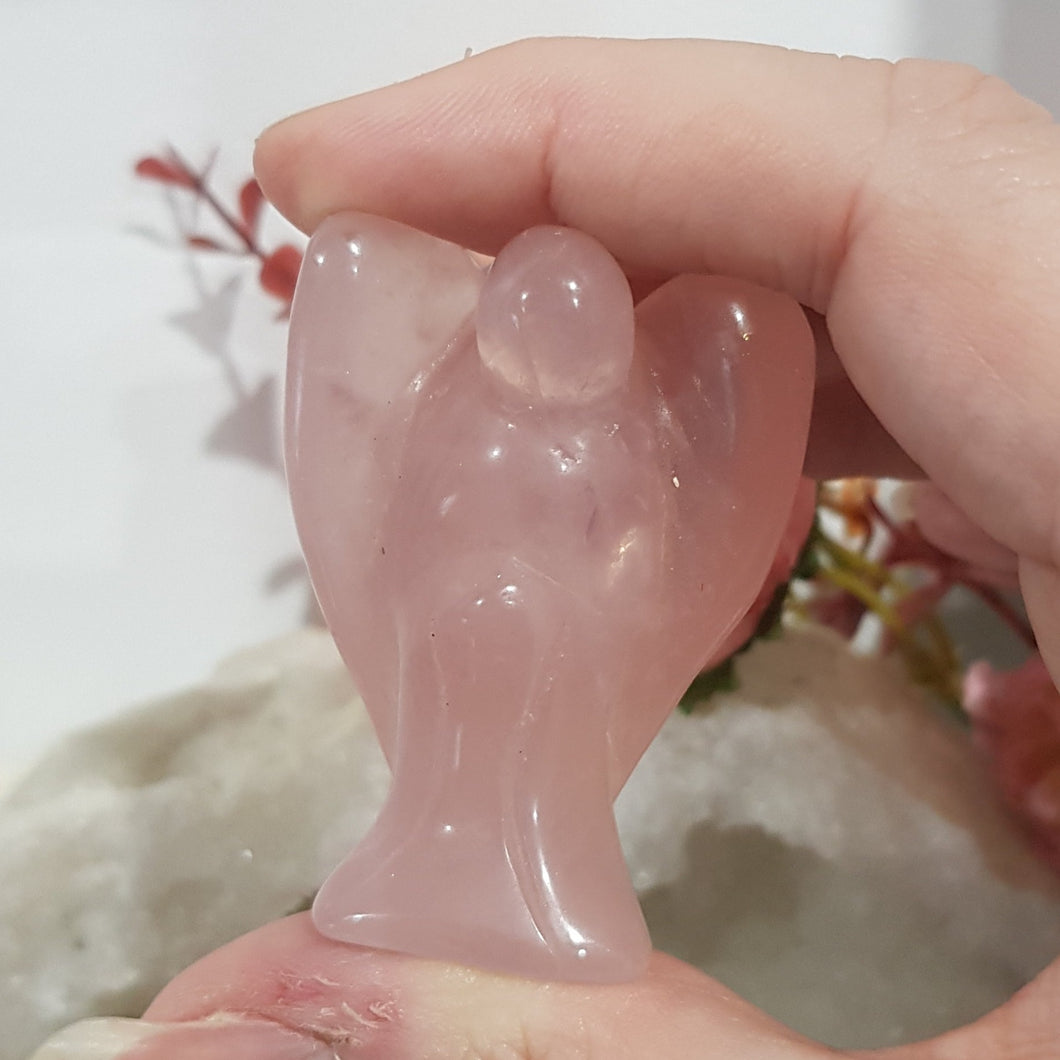 Angel crystal carving Rose Quartz stone 50mm 1