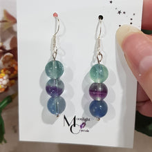 Load image into Gallery viewer, Fluorite crystal beaded silver Earrings 8mm E14
