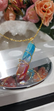 Load image into Gallery viewer, Rainbow Aura Quartz pendant gold wired 66mm ( chain not included) P29
