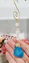 Load image into Gallery viewer, Blue Quartz crystal electroplated gold Energy Enhancer Suncatcher hanger 2
