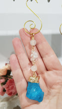 Load image into Gallery viewer, Blue Quartz crystal electroplated gold Energy Enhancer Suncatcher hanger 2
