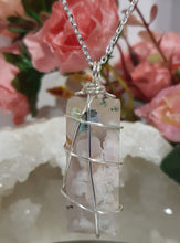 Load image into Gallery viewer, Flower Agate Crystal wire wrapped pendant silver 50mm ( chain not included) P50
