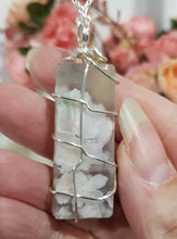 Load image into Gallery viewer, Flower Agate Crystal wire wrapped pendant silver 50mm ( chain not included) P50
