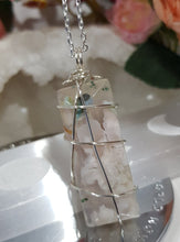 Load image into Gallery viewer, Flower Agate Crystal wire wrapped pendant silver 50mm ( chain not included) P50
