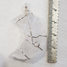 Load image into Gallery viewer, Crackle Quartz crescent Moon pendant silver wire wrapped 40mm ( chain not included) P54
