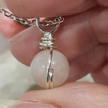 Load image into Gallery viewer, Rose Quartz crystal bead pendant silver wire wrapped 20mm (chain NOT included)  P59
