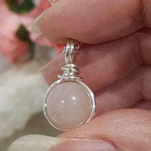 Load image into Gallery viewer, Rose Quartz crystal bead pendant silver wire wrapped 20mm (chain NOT included)  P59
