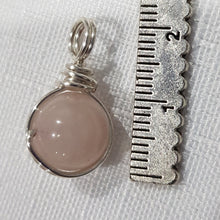 Load image into Gallery viewer, Rose Quartz crystal bead pendant silver wire wrapped 20mm (chain NOT included)  P59
