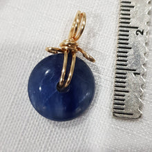 Load image into Gallery viewer, Blue Kyanite donut crystal pendant gold wired (chain NOT included)  P43
