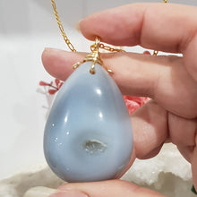 Load image into Gallery viewer, Druzy Agate Crystal pendant gold wire wrapped 54mm ( chain not included) P75
