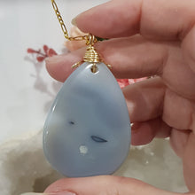 Load image into Gallery viewer, Druzy Agate Crystal pendant gold wire wrapped 54mm ( chain not included) P75
