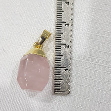 Load image into Gallery viewer, Rose Quartz crystal gold electroformed pendant  25mm (chain NOT included)  P76
