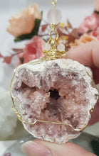 Load image into Gallery viewer, Pink Amethyst gold Energy Enhancer crystal Sun Catcher gemstone suncatcher Ornament hanger 1
