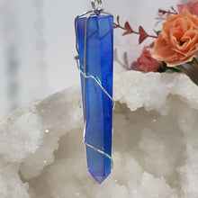 Load image into Gallery viewer, handcrafted-lightsaber-energy-force-titanium-aura-quartz-crystal-energy-enhancer-hanger-ornament-sun catcher-moonlight-crystals-australia-original-creator-of-the-geniune-gemstone-crystal-energy-enhancer©
