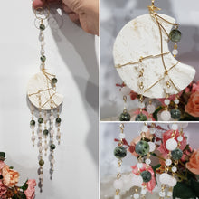 Load image into Gallery viewer, HARMONY / COMMUNICATION / LOVE - White Agate Moon Gold Wired Crystal Energy Enhancer / Hanger / Sun Catcher 340mm EE50
