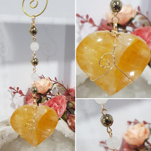 Load image into Gallery viewer, Golden Healer crystal Heart gold Energy Enhancer Sun Catcher suncatcher hanger 1
