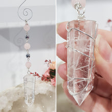 Load image into Gallery viewer, Quartz crystal point silver Energy Enhancer Suncatcher Ornament hanger 2
