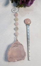 Load image into Gallery viewer, Rose Quartz freeform silver Energy Enhancer Sun Catcher Ornament 1
