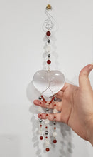 Load image into Gallery viewer, Selenite Heart crystal silver wired Energy Enhancer Sun Catcher hanger 2
