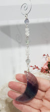 Load image into Gallery viewer, Fluorite crystal Moon silver Energy Enhancer Sun Catcher Ornament hanger 2
